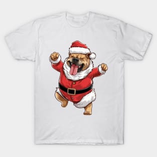 Cartoon Christmas Bulldog Dancing T-Shirt